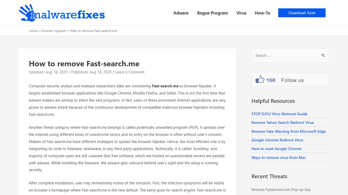 How to remove Fast-search.me - MalwareFixes